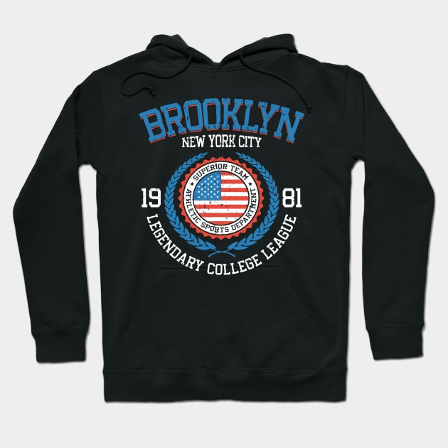 Brooklyn New York USA College League Design Hoodie by ChrisPrintShop